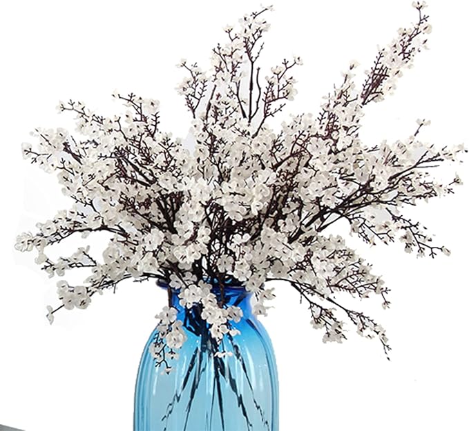 JAKY-Global Babys Breath Fabric Cloth Artificial Flowers 12 Bundle European Fake Silk Plants Decor Wedding Party Decoration Bouquets Real Touch DIY Home Garden(White 12Bundles)