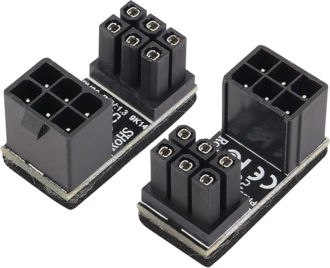 (2Pack 180 Degree ATX 6Pin Female to Male Connector PCI 6 Pin to 6 Pin PCI Express Video Card Power Adapter for Desktop Graphics Card (Down/6 Pin)