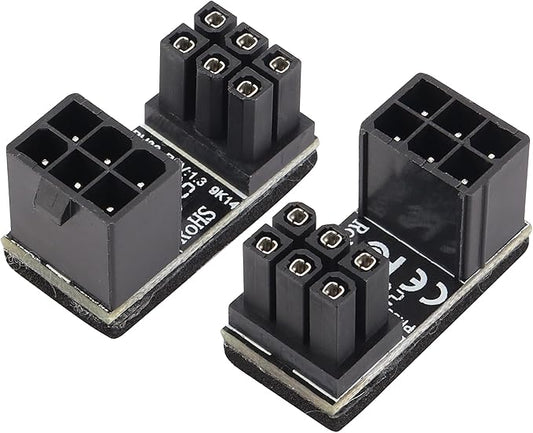 (2Pack 180 Degree ATX 6Pin Female to Male Connector PCI 6 Pin to 6 Pin PCI Express Video Card Power Adapter for Desktop Graphics Card (Down/6 Pin)