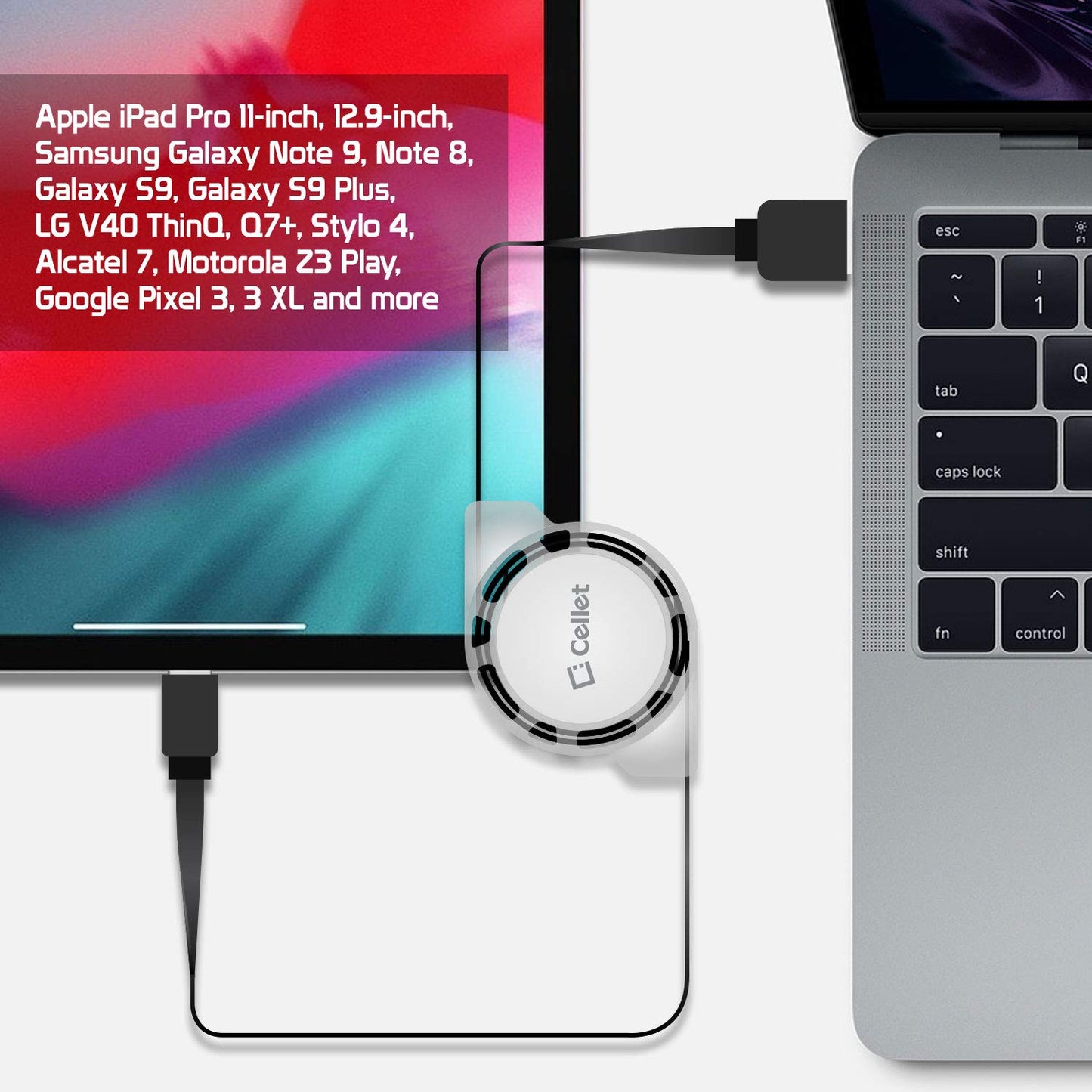 Retractable USB-C Charger Cable, 3 Feet, Compatible with iPhone 15 Series, Samsung Galaxy, Google Pixel, iPad