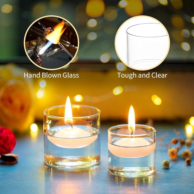 Romadedi Votive Tealight Candle Holders - 48 pcs Clear Glass Tea Light Holders Bulk Small Table Centerpieces Wedding Decor Party Dinner Home Decorations Festivals Christmas