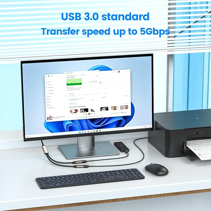 MOGOOD USB Splitter 1 in 2 Out,USB 3.0 Splitter Y Cable,Dual USB Port Extender Hub USB Male to Two Female Extension Cord Multi Port USB Extension Splitter Data Charging Split for Car,PC,TV,Laptop