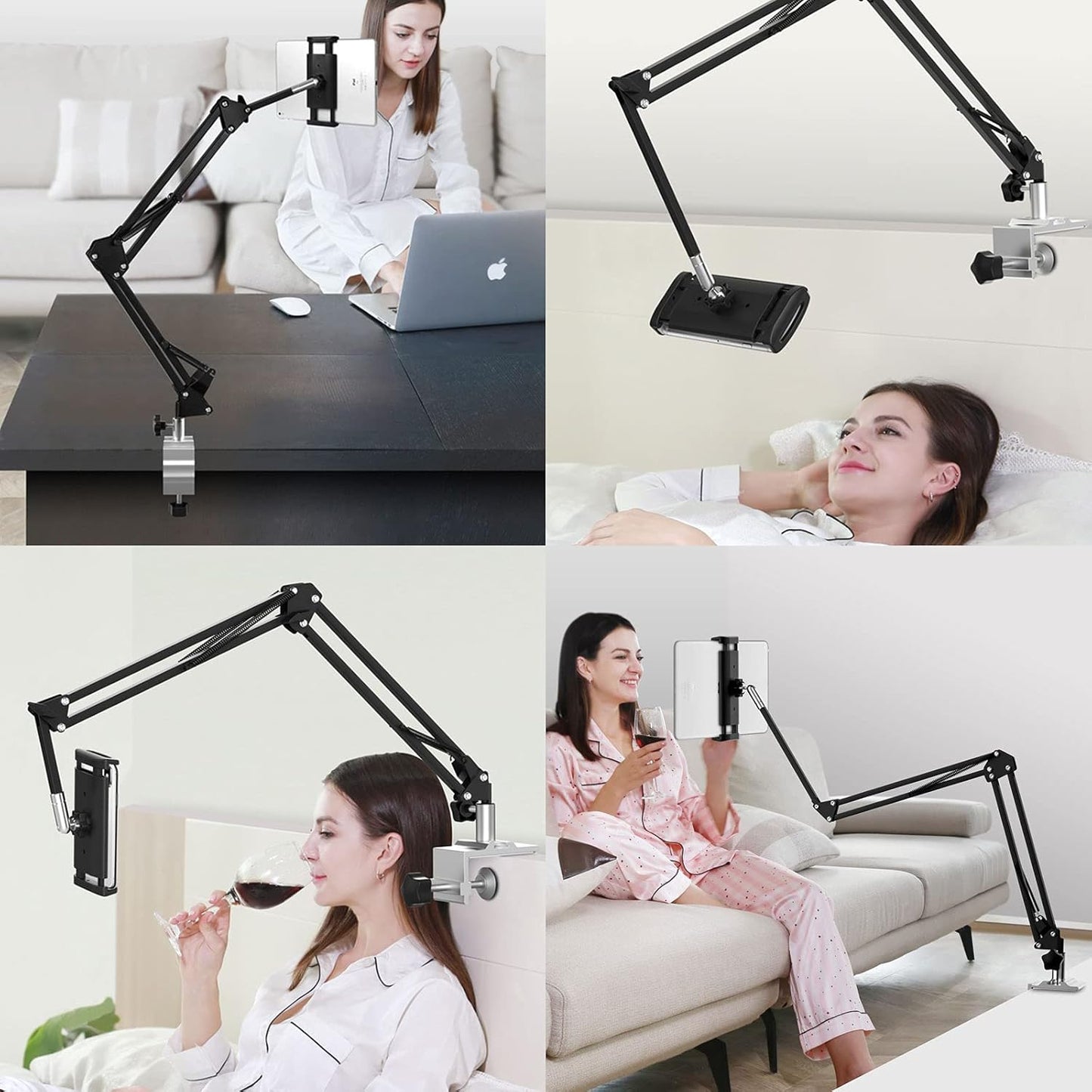 Heavy Duty Phone/Tablet Metal Holder, Universal Mobile Cell Smartphone Mount with 360° Rotation Gooseneck Clamp