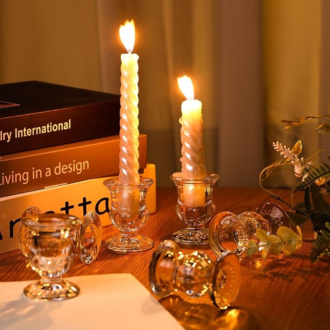 Foaincore 84 Pcs Candlestick Holders Bulk 2.5 Inch Taper Candle Holder for Table Centerpiece Thick Glass Ritual Candle Stand for Wedding Christmas Valentines Festival Party Decorations (Clear)