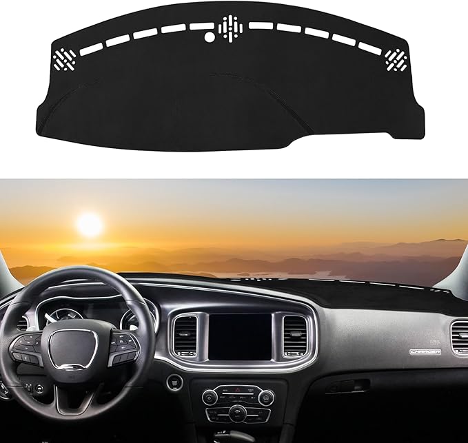 Dash Cover Custom Fit for Dodge Charger 2011-2023 Dashboard Cover Nonslip Dash Mat Protector Sunshade No Glare Black