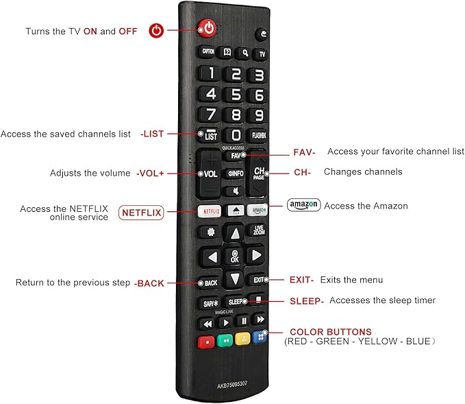 AKB75095307 AKB75375604 Universal Remote Control for LG 55LJ5500 32LJ550B 43UJ6300 43LG5500 55UJ6050 Replacement Remote for LG Smart Tv LCD 3D HDTV