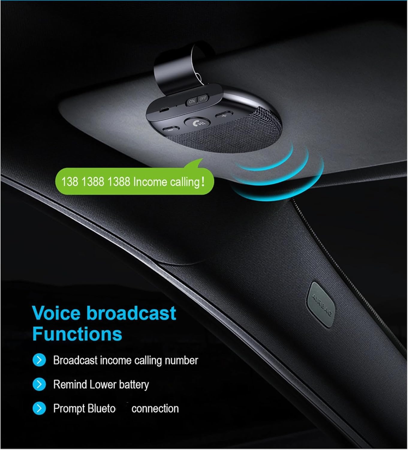 Hands-Free Bluetooth for Cell Phone Car Kit, Bluetooth 5.0 Car Speaker with CVC8.0 Double Noise Reduction Technology,