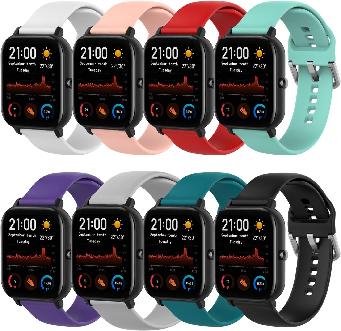 RuenTech Compatible for Nerunsa P66 Series Smart Watch Bands, Replacement Flexible Silicone Band for Women & Men