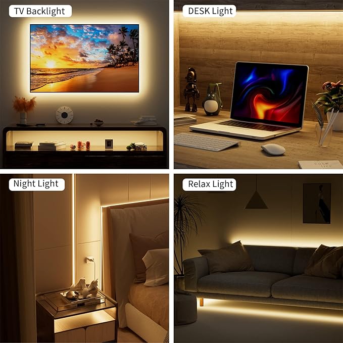 PAUTIX COB LED Strip Light 5V USB 9.84ft/3m 640LEDs 1200lm Dimmable LED Strip Light 3000K Warm White CRI90+ USB TV Backlight,Flexible Under Cabinet Tape Light for Bedroom,Kitchen,Home DIY Lighting
