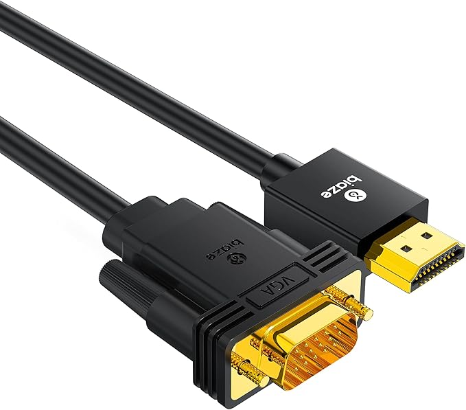 6ft HDMI to VGA Cable – 1080P HD Video Converter Cord for Laptop, TV Box, PS4, Monitor, Projector (Black, 1.8M)