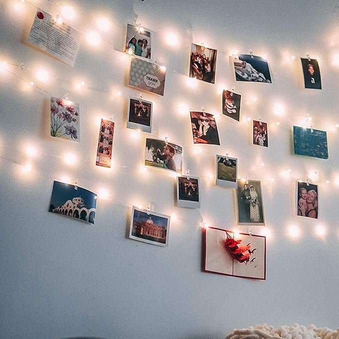 17Ft 50 LED Fairy String Lights with Clear Clips - Perfect for Dorm, Bedroom, Wedding Decor