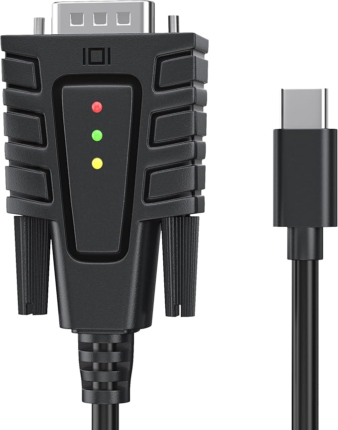 DriverGenius SerialEdgeX Series | USB-C to RS232 (DB9) Adapter with 3 LED Indicators (TX, RX, PWR), Compatible with Windows 11 and macOS 15 【USB232A-B-C, 4-Pack】