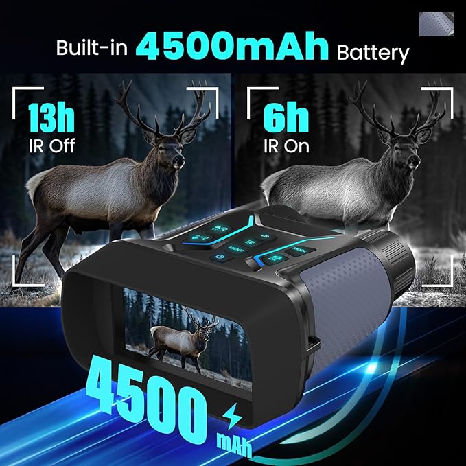 Night Vision Binoculars for Adults & Kids - 4.5'' Screen Infrared Night Vision Goggles Camera with Case, 4K Video & 36MP Photos, 8X Digital Zoom, 7-Level Infrared, 4500mAh Battery for Camping,Security