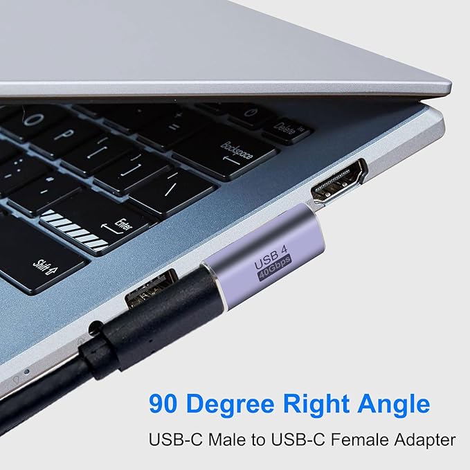 4pcs 90 Degree Right Angle USB C Male to Female Adapter/Connector, USB Type C Adapter Extender Support 100W, 40Gbps, 8K@60Hz for Steam Deck, MacBook,Thunderbolt ect(Vertical Bend)
