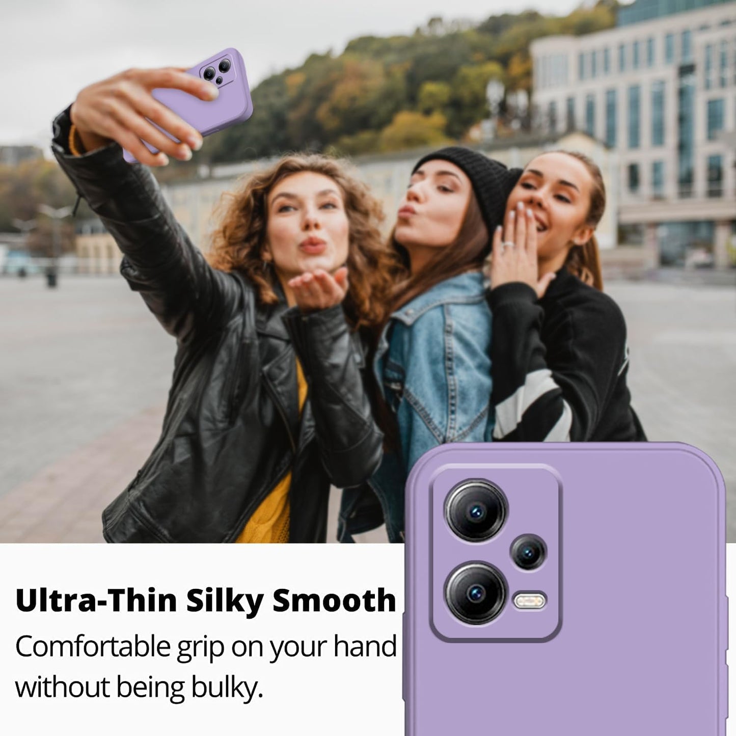 Redmi Note 12 Pro Plus Case - Dark Green Silicone, Soft Touch, Shockproof, Thin Cover (Purple) for Xiaomi Redmi Note 12