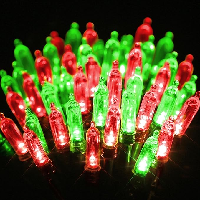 LYHOPE Battery Christmas Lights, 33ft 100 LED Christmas Lights Waterproof 8 Modes Battery Operated String Light for Outdoor & Indoor, Xmas Tree, Wreaths, Holiday Decoration (Red & Green)