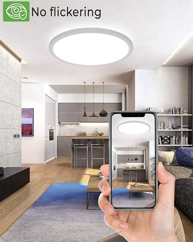 zemty 4Pack 16.5 Inch LED Ceiling Light Flush Mount, 36W 4200lm Super Slim Flush Mount Ceiling Light Fixtures, 3000K/4500K/6000K Selectable Ceiling Lamp for Bedroom Kitchen Living Room (White)