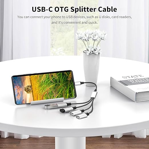 Fidioto USB C Male to 4USB Female Y Cable, Type C to 4USB Charger Adapter, Hub for Laptop, Tablet,Telephone, Flash Disk Drive, Gaming Consoles