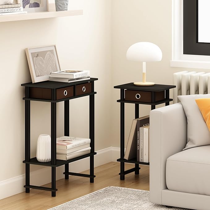 Furinno 17017 Turn-N-Tube End Table, 1-Pack, Espresso