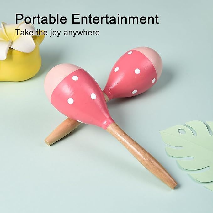 Maracas for Adults Kids Babies, Wooden Maracas Shaker Musical Instrument