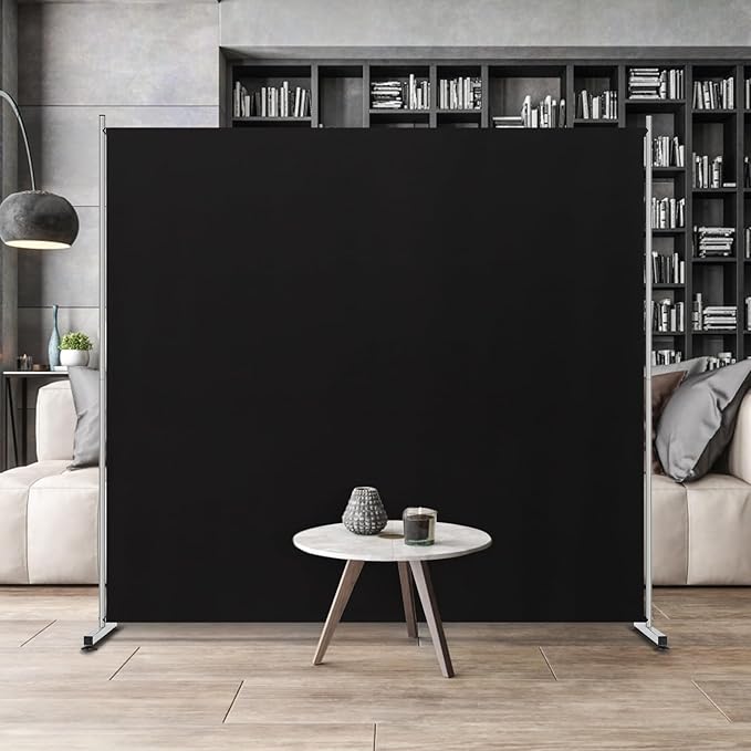 RANTILA Single Large Panel Room Divider, Privacy Screen for Office, Partition Separators, Freestanding Divider 71''W x 71''H, Black