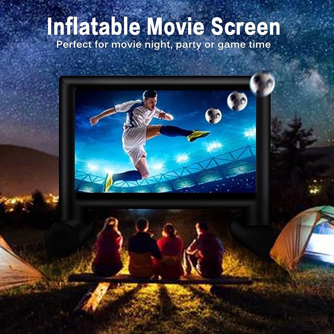 14 FT Inflatable Projector Movie Screen for Outside/Indoor, Blow up Projector Screen with Air Blower, Supports Front/Rear Projection for Backyard Home Theater Movie Night Outdoor Party