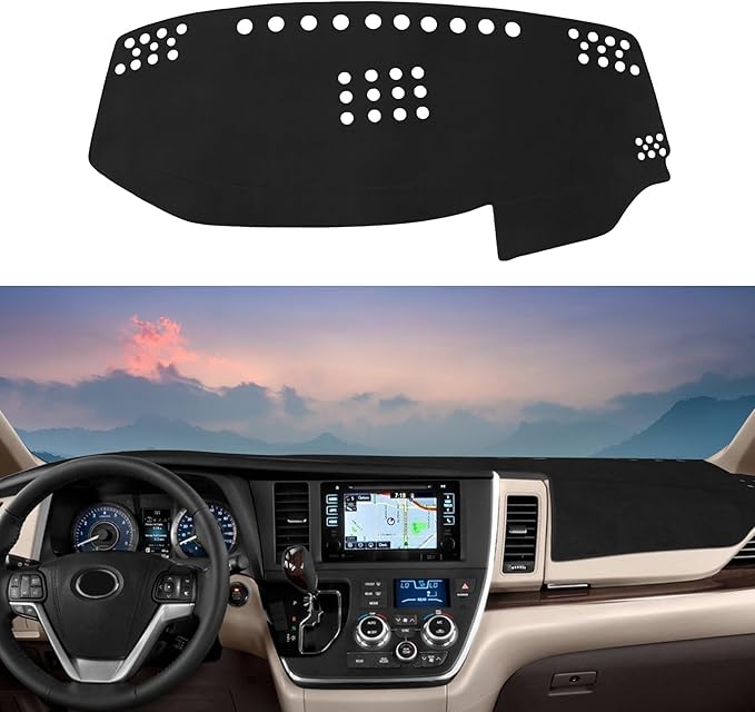 Dashboard Cover Mat Custom Fit for 2015 2016 2017 2018 2019 2020 Toyota Sienna Dash Cover Nonslip Dash Mat Protector Sunshade No Glare Black