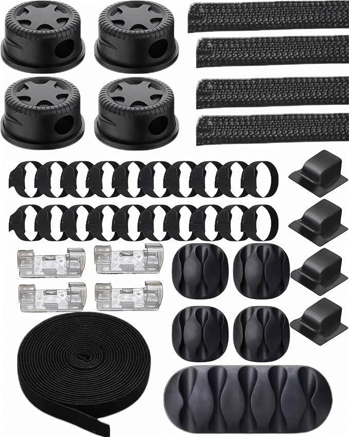 Cable Organizer Kit for Desk – Cable Clips, Cable Sleeves, Cable Ties, Cord Organizer, Wire Management Set – ZENVOX