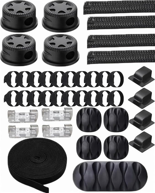 Cable Organizer Kit for Desk – Cable Clips, Cable Sleeves, Cable Ties, Cord Organizer, Wire Management Set – ZENVOX