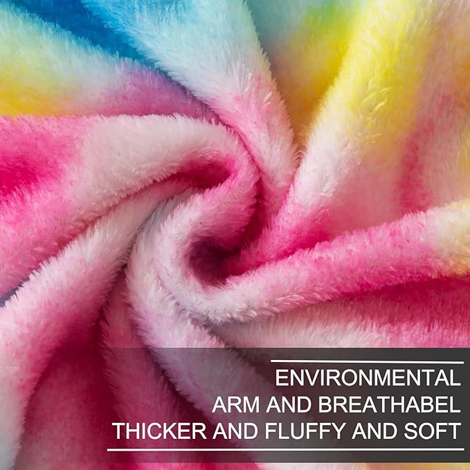 Colorful Blanket Twin Size- Premium Lightweight Anti-Static Rainbow Throw Soft Couth Sofa Cozy Warm Flannel Blankets Plush Gift for Daughter Mom, Bedroom Decor 66" x 90"(Rainbow Twin)