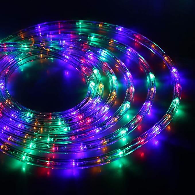 100Ft LED Rope Lights, Cuttable & Connectable Outdoor String Lights Waterproof Decorative Lighting for Indoor/Outdoor, Patio, Backyards, Party, Halloween and Christmas Decorations (Multicolor)