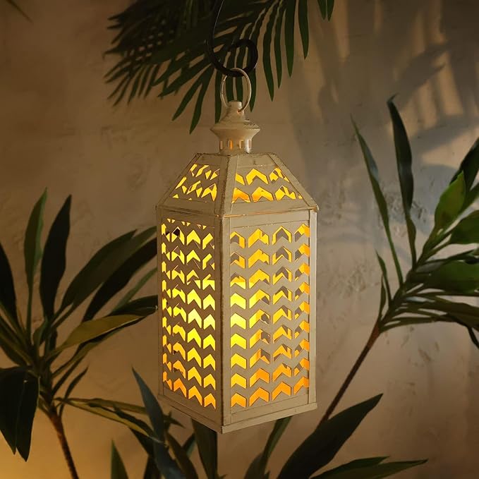 DECORKEY LED Lantern Decorative Indoor & Outdoor, Set of 2 (18' & 13') Metal Candle Lanterns, Vintage Hanging Candle Holder for Front Porch, Patio, Wedding, Farmhouse Home, Christmas Decoration