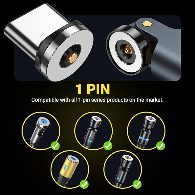 USB C Magnetic Adapter (2-Pack), USB C 90 Degree Adapter/C Right Angle Adapters/360 &180 Degree C to C Adapters for Phone 17/16/15, Pad Series, Samsung Galaxy, Tablet-Yellow