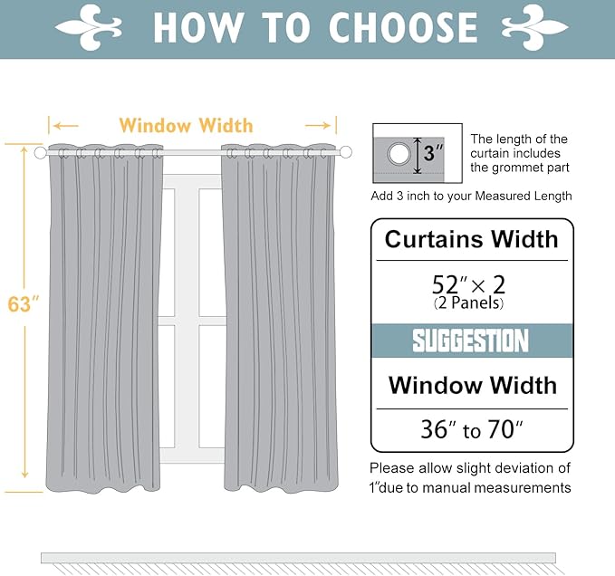 ChrisDowa 100% Blackout Curtains 63 inch Long for Bedroom with Black Liner, 2 Thick Layers Total Blackout Thermal Insulated Grommet Window Curtains 2 Panels Set (Aqua, 52 x 63 Inch)