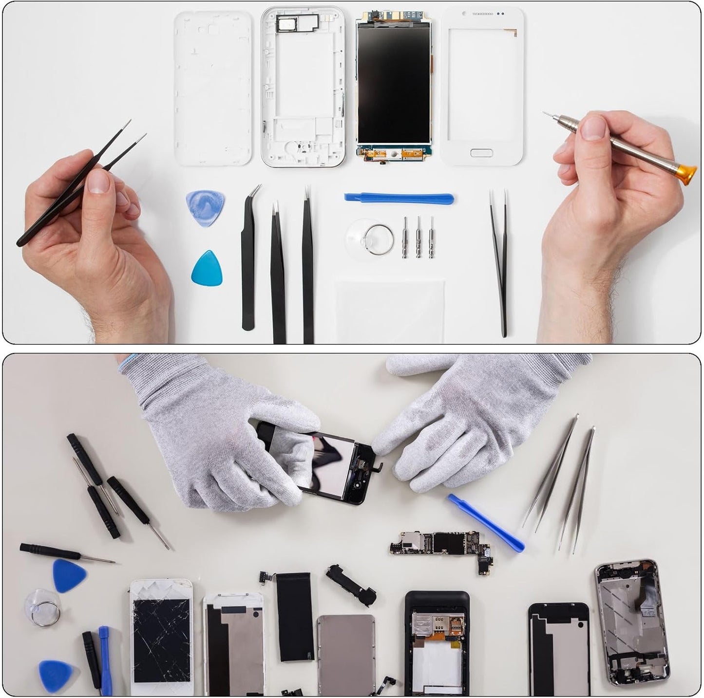 MECCANIXITY 4 in 1 Flexible Pry Opening Tool Kit for LCD Screen Mobile Phone Repair, Black 1set
