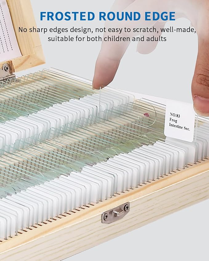 120-Pcs Microscope Slides with Specimens,Pre-Made Glass Slides with Specimens,Educational Microscope Slides and Covers for Young Scientists,Perfect for Biology Class and Experiments
