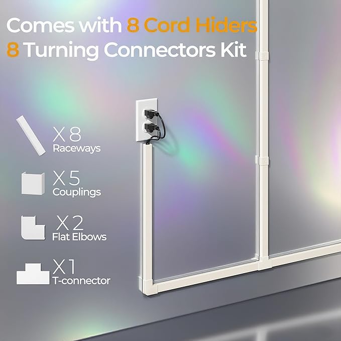 113.4in Cord Hider Kit, Cord Covers for 2-4 Wires on Wall, Self-Adhesive Cable Hider Wire Covers for Cords on Wall, Paintable Cord Hider for Walls Mount Tv, Cable Cover Raceway, W0.95 H0.55in, Beige