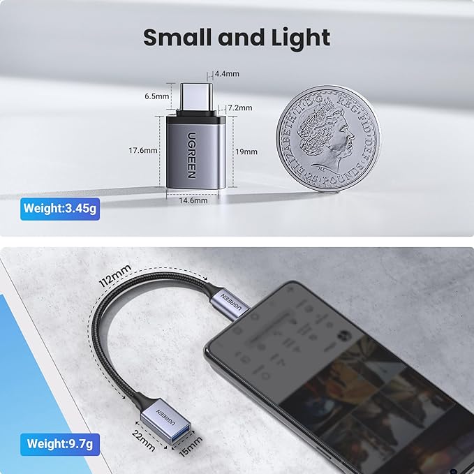UGREEN USB C to USB A Adapter 2 Pack,USB C Male to USB Female Adapter Compatible with Samsung S23 Ultra MacBook Pro 2023 / Air 2022 iPad Pro/Mini,Thunderbolt 4/3 Device