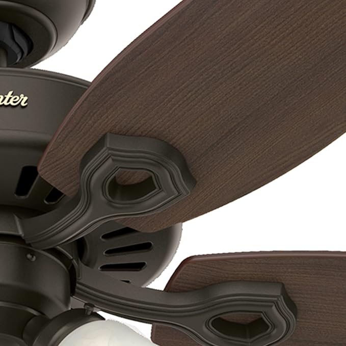 Hunter 52 inch Indoor Ceiling Fan with LED Lights - Bronze Ceiling Fan with Pull Chain, For Bedroom or Living Room, Standard Mount, No Remote, 5 Blades, Includes Bulbs - Builder Plus 53238, New Bronze