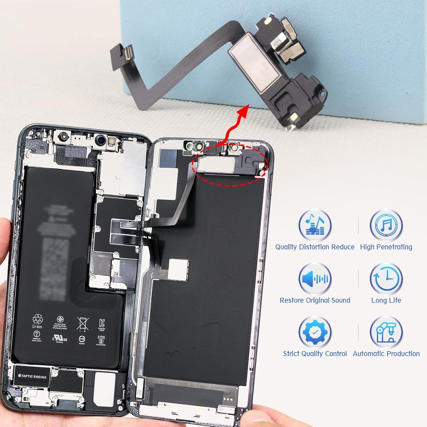 Earpiece Speaker for iPhone 11 Pro, Ear Speaker Replacement for iPhone 11 Pro Speaker Assembly with Light Proximity