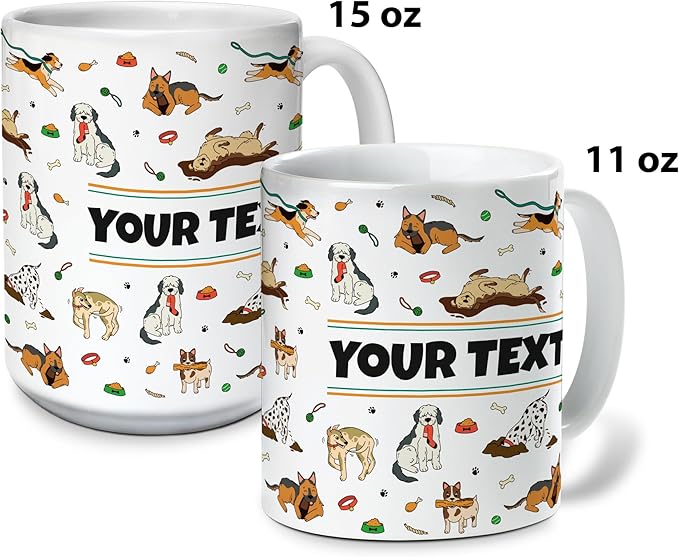 Personalized Mug for Kids - Dogs - Custom Name/Text, Ceramic Hot Chocolate/Cocoa/Coffee Cup for Boys/Girls, Birthday/Christmas/Holiday Gift - 15 oz, Pink Handle
