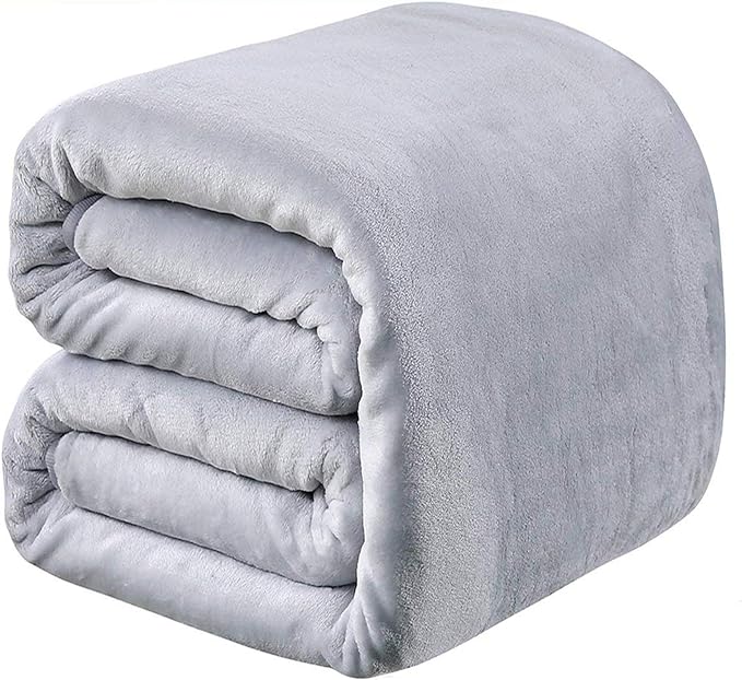 Polar Fleece Blankets King Size for The Bed Extra Soft Brush Fabric Super Warm Bed Blanket Lightweight Couch Blanket 90" x 108"(Light Gray King)