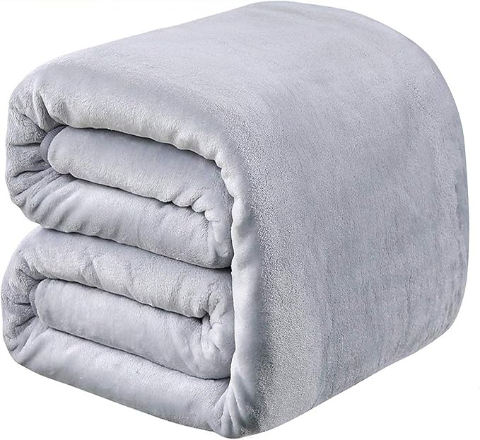 Polar Fleece Blankets Twin Size for The Bed Extra Soft Brush Fabric Super Warm Sofa Blanket 66" x 90"(Light Gray Twin)