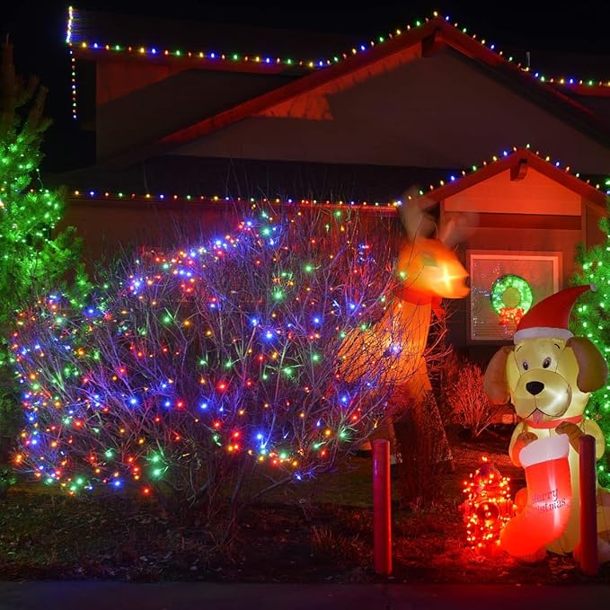 LAMPHOME Super-Bright Extendable Multi Christmas Lights Decoration 150Lights 31.9ft UL Certified Mini Bulb String Lights Set for Outdoor Christmas Tree Garden Holiday Party Patio Wedding Garland Decor