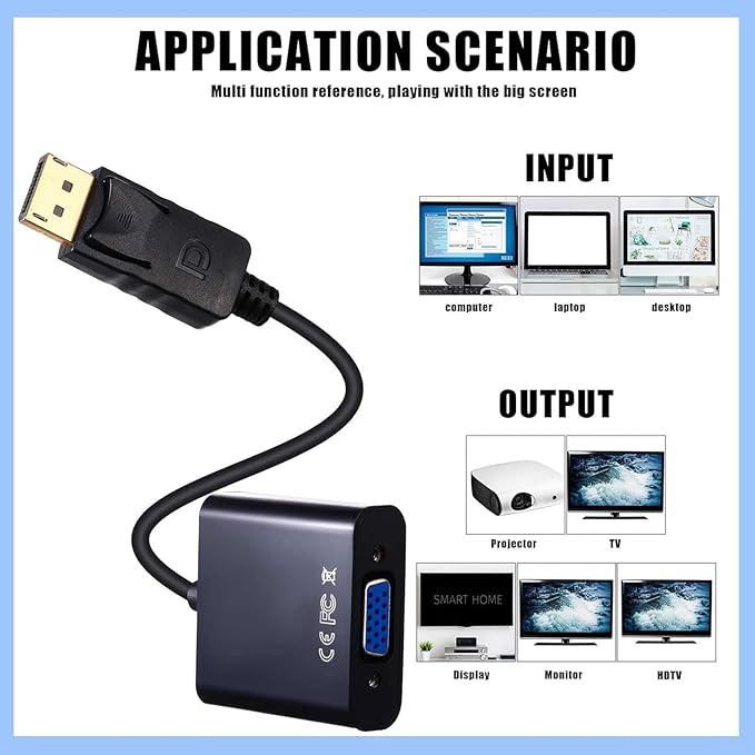 Yunsailing 30 Pack DisplayPort to VGA Adapters Gold Plated Compatible with Laptop Monitor PC Projector