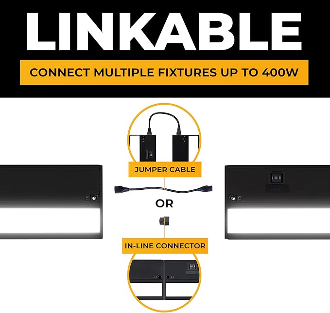LED Under Cabinet Lighting Hardwired - 3CCT 32 Inch Black Finish - Undercabinet Lights for Kitchen - Linkable Undercounter Dimmable Plug in Light or Hard Wired - Under Counter Fixture Direct Wire