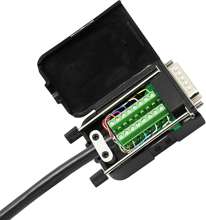 CERRXIAN DB15 Breakout Connector, DB15 D-SUB Male Solderless Serial to DB15 Screw Wiring Terminal Module Signal Breakout PCB Board with Plastic Case & Screws Long Bolt (Black) (MB)