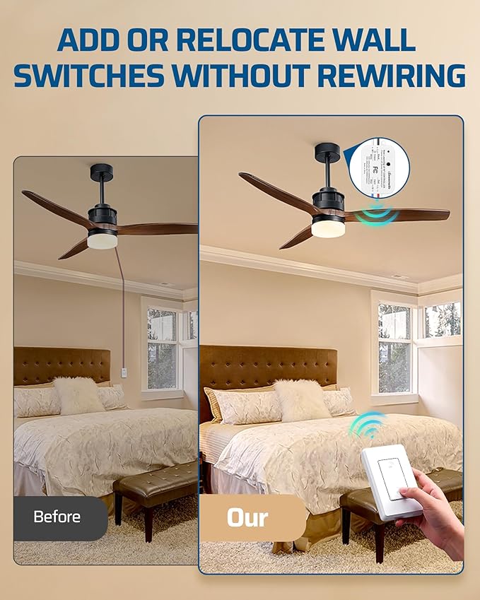 DEWENWILS Wireless Wall Light Switch Kit, 10A/1200W, No WiFi Needed Remote Control Switch for Small Appliance, Lamps, Lighting Fixture, No in-Wall Wiring, Long RF Range, 3 Pack Switches+1 Receiver