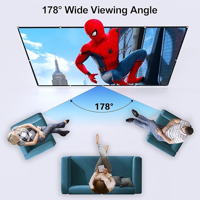 FUDONI Projector Screen 100 inch, Portable Projector Screen Outdoor Indoor Projection Screen for Home Theater Camping Party Office (Thinner)