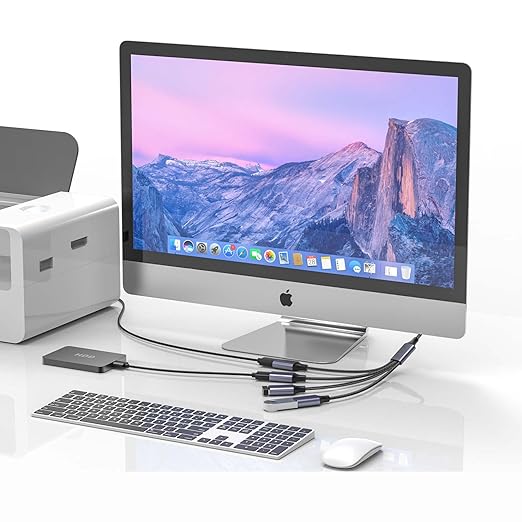USB A Splitter(10 inch Long),USB A Splitter 1 in 4 Out,USB A Male to 4 Female USB Y Splitter,USB Splitters for Charging Slow and Data Transfer for Webcam/Printer/USB Devices/Laptop Etc(Grey)